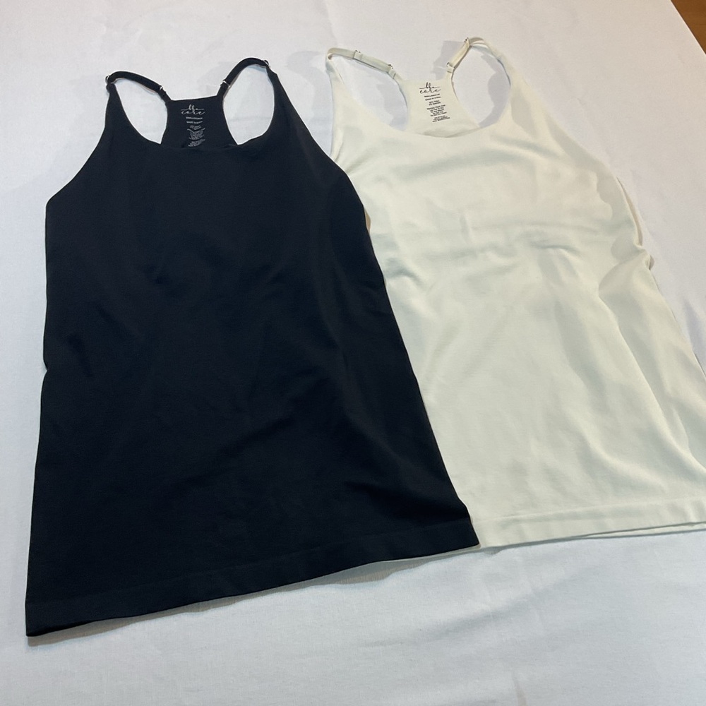 BKE Core (2x Bundle) Womens 1 Black & 1 White Spagetti Strap Tank, Size Small - Picture 2 of 9